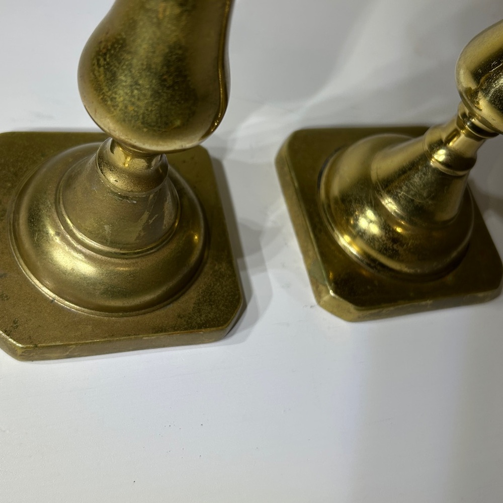 Vintage 60’s Harvin Virginia Metalcrafters Solid Brass Heavy Candlesticks - Picture 11 of 14